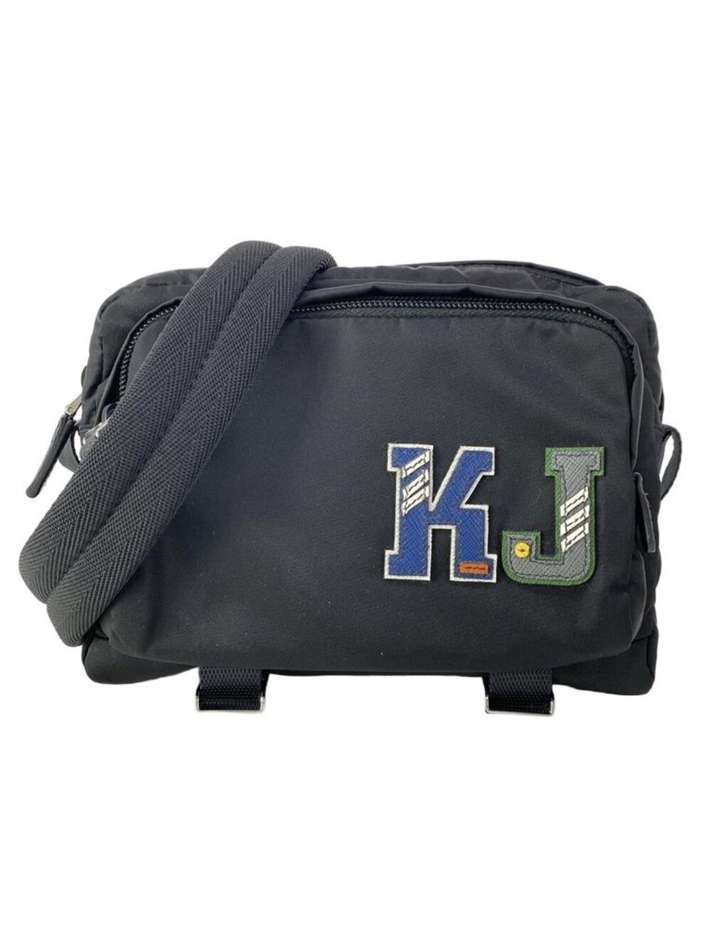 Prada Shoulder Bag Black Navy Multi Leather